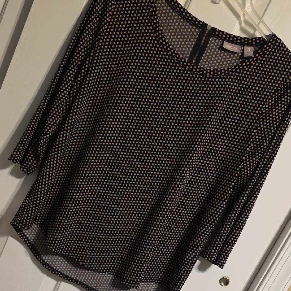 Chico's Black and Tan Geometric Blouse